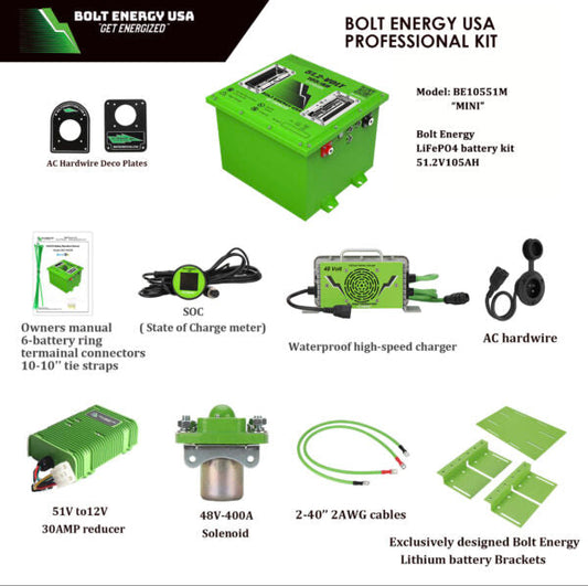 Bolt Energy USA 51v 105ah "Mini" Lithium Conversion for EZGO Models