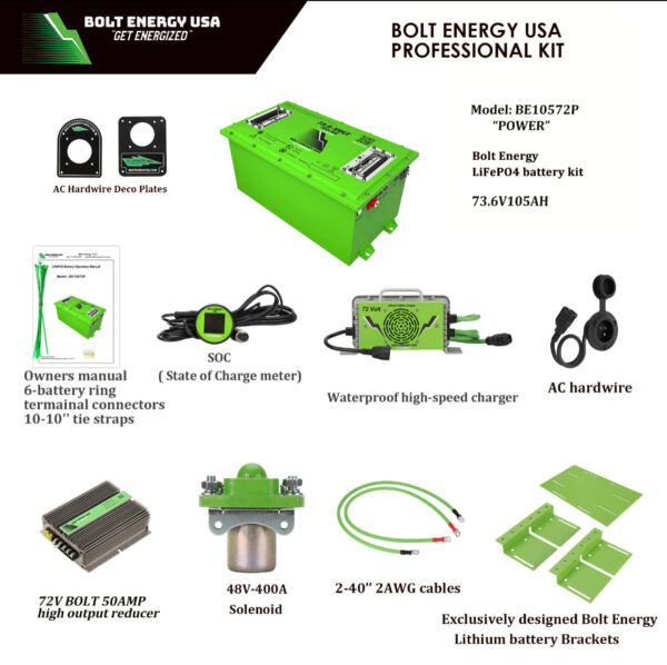 Bolt Energy USA 72v 105ah "Big Power" Lithium Conversion for Club Car Models