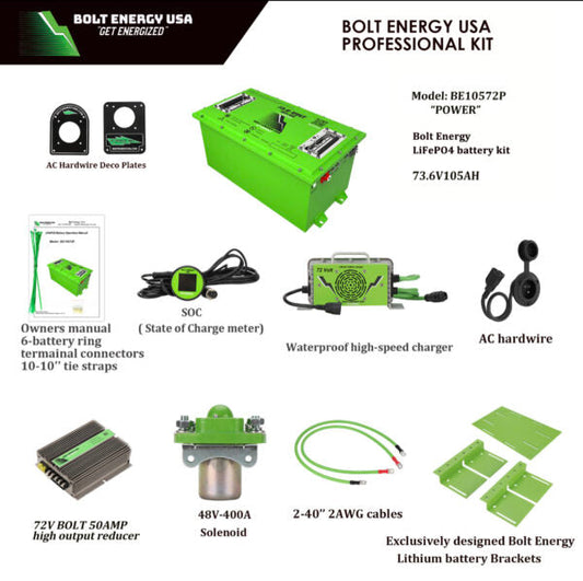 Bolt Energy USA 72v 105ah "Big Power" Lithium Conversion for EZGO Models