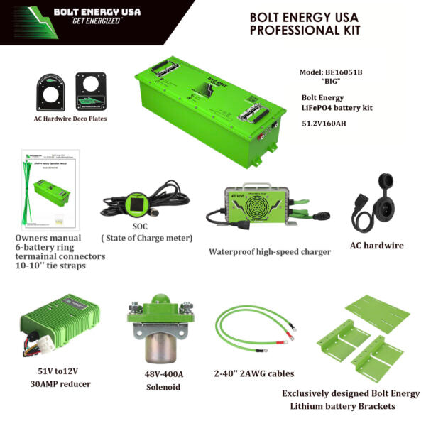 Bolt Energy USA 51v 160ah "Go Further" Lithium Conversion for Club Car Models