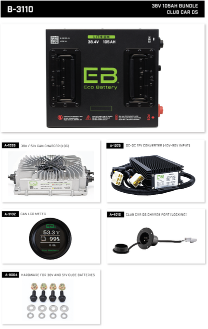 Eco Battery 38v 105ah Lithium Conversion for 36V Club Car DS